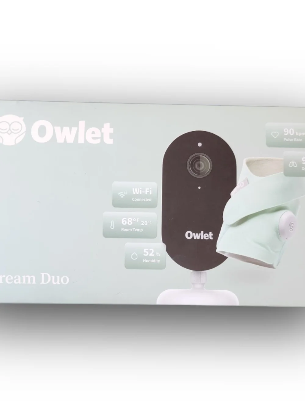 Owlet Dream Duo Gen 3 Baby Monitor Bundle 2K HD Cam Mint Green - New